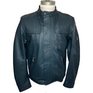 New Authentic Belstaff Black Leather Café Racer Hardmead Blouson Size L Jacket
